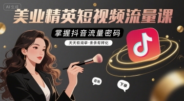 美业精英短视频流量课，掌握抖音流量密码，天天有询单，条条有转化-KAI的视界
