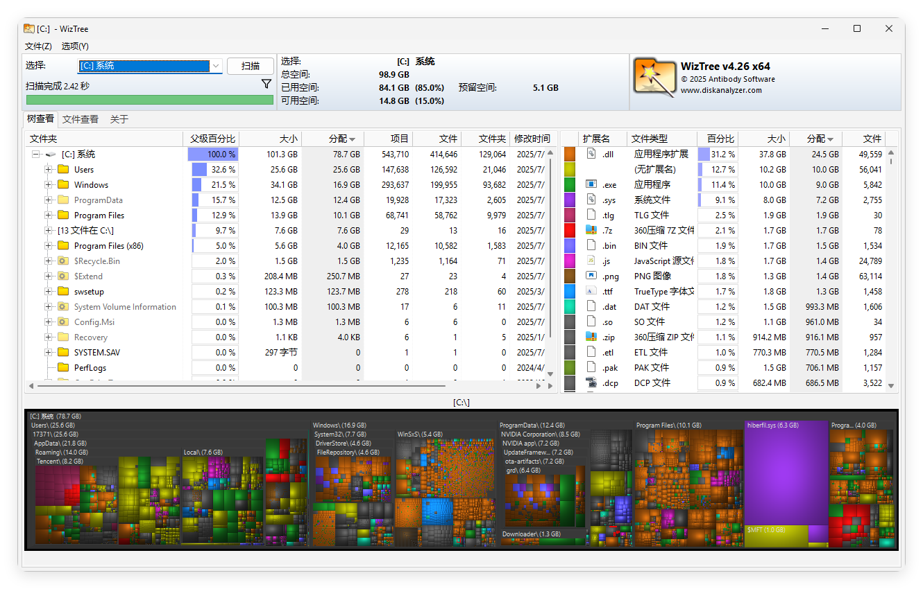 WizTree磁盘分析工具v4.26便携版-KAI的视界