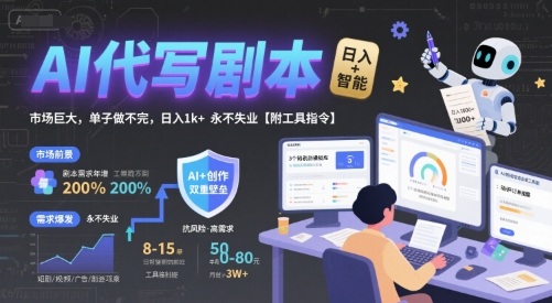 AI代写剧本，市场巨大，单子做不完，日入1k+ 永不失业【附工具指令】-KAI的视界