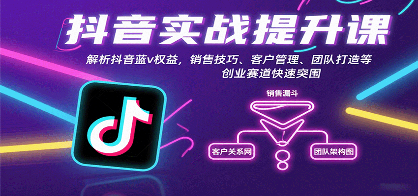 抖音实战提升课：解析抖音蓝v权益，销售技巧、客户管理、团队打造等创业赛道快速突围-KAI的视界