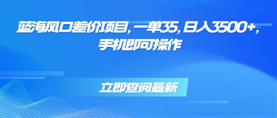 （15714期）蓝海风口差价项目，一单35，日入3500+，手机即可操作-KAI的视界