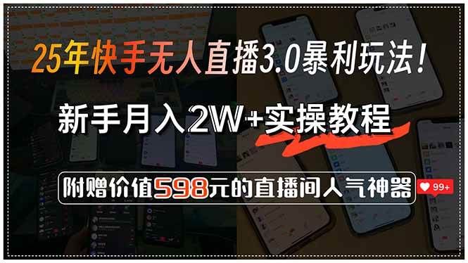 （15335期）25年快手无人直播3.0暴利玩法！，新手月入2W+实操教程，附赠价值598元…-KAI的视界