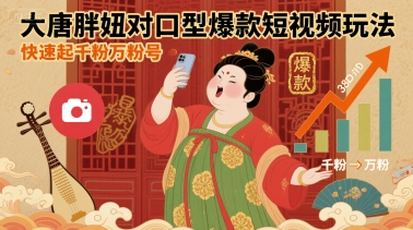大唐胖妞对口型爆款短视频玩法，快速起千粉万粉号-KAI的视界