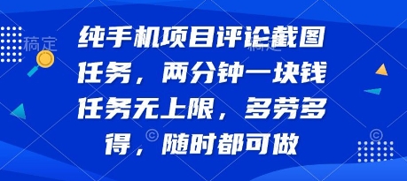 纯手机项目评论截图任务，两分钟一块钱 任务无上限多劳多得，随时随地都能做【揭秘】-KAI的视界