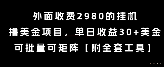外面收费2980的挂G撸美金项目，单日收益30+美金，可批量可矩阵【揭秘】-KAI的视界