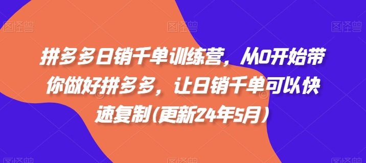 拼多多日销千单训练营，从0开始带你做好拼多多，让日销千单可以快速复制(更新25年6月)-KAI的视界