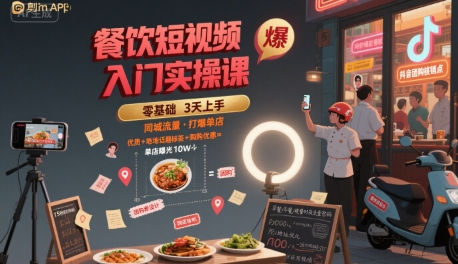 餐饮短视频入门实操课，引爆同城流量，打爆单店-KAI的视界