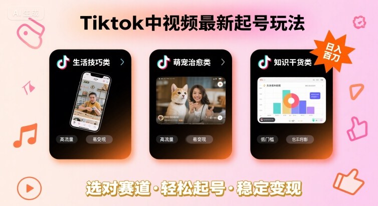 Tiktok中视频最新起号玩法，想要日入百刀，做好这几个赛道就可以了-KAI的视界