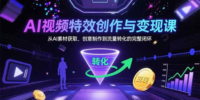 （15587期）AI视频特效创作与变现课：从AI素材获取、创意制作到流量转化的完整闭环-KAI的视界