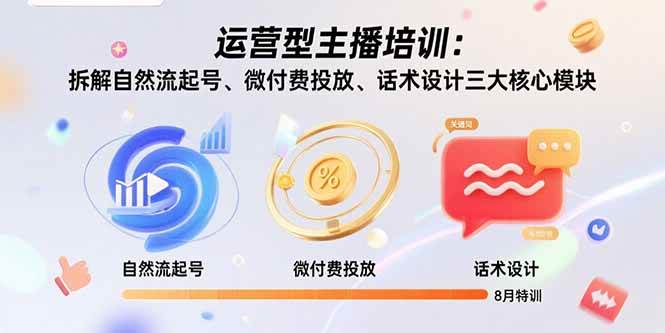 （15654期）运营型主播培训：拆解自然流起号、微付费投放、话术设计三大核心模块-8月-KAI的视界
