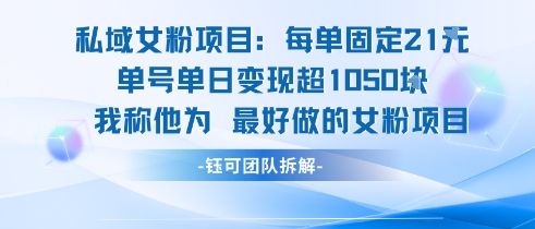 私域女粉项目：每单固定21块，单日变现超1k+，最好做的女粉项目-KAI的视界