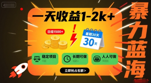 一天收益1-2k+ 稳定项目，暑期暴力蓝海项目，长期稳定，人人可做【揭秘】-KAI的视界