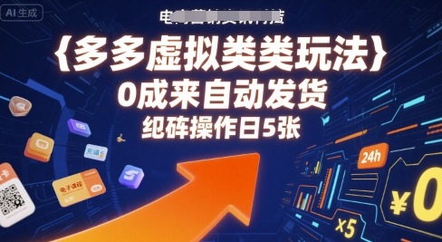 多多虚拟类目玩法，0成本全自动发货，矩阵操作日5张-KAI的视界