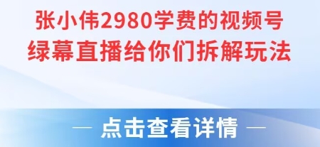 张小伟2980付费额视频号绿幕直播给你们拆解玩法-KAI的视界