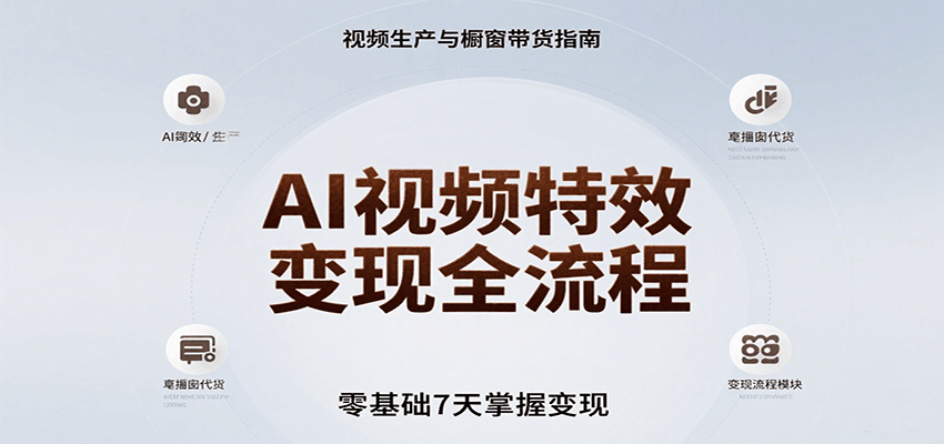 AI视频特效变现全流程，零基础7天掌握视频生产到橱窗带货变现-KAI的视界