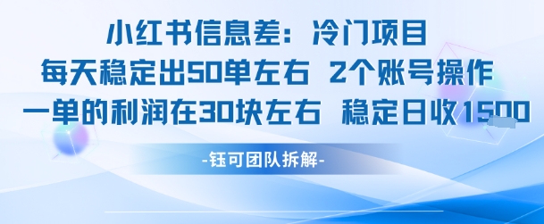 小红书信息差冷门项目一单利润30块每天稳定1.5k左右2个账号操作-KAI的视界