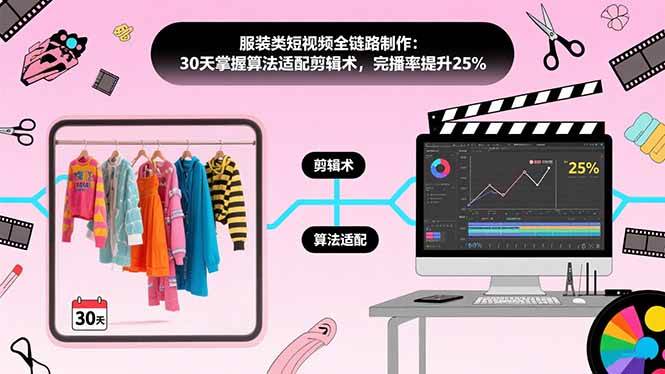 （15655期）服装类短视频全链路制作：30天掌握算法适配剪辑术，完播率提升25%-KAI的视界