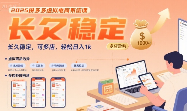 2025拼多多虚拟电商系统课，长久稳定，可多店，轻松日入1k-KAI的视界