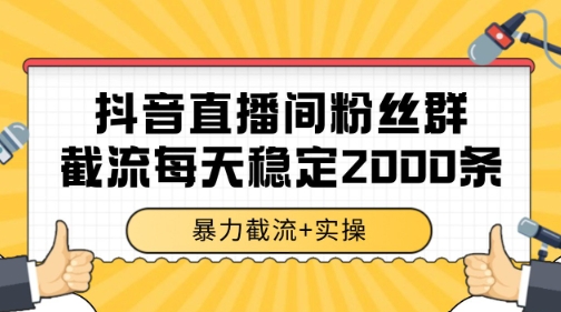 抖音直播间粉丝群暴力截流，一台电脑每天稳定2000条数据【揭秘】-KAI的视界