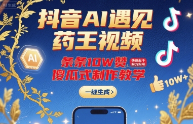 抖音AI遇见药王视频，条条10W赞，快速起千粉万粉号，傻瓜式制作教学-KAI的视界