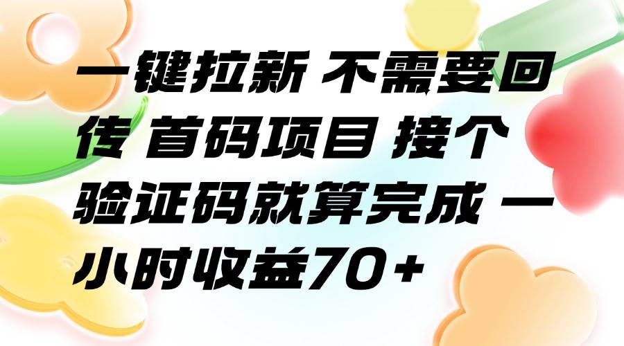 （15588期）一键拉新 不需要回传 首码项目 接个验证码就算完成 一小时收益70+-KAI的视界