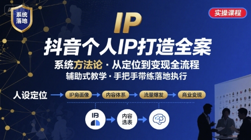 抖音个人IP系统落地实操大课，实操课程，辅助落地-KAI的视界