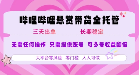 B站悬赏带货全托管，自测稳定，只需提供账号，无需基础，小白宝妈轻松上手，单日稳定3张【揭秘】-KAI的视界