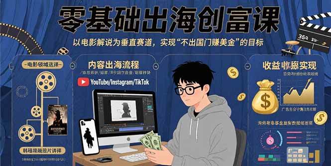 （15709期）零基础出海创富课：以电影解说为垂直赛道，实现不出国门赚美金的目标-KAI的视界