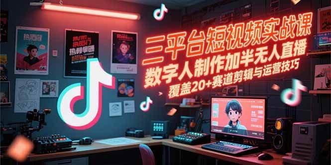 （15265期）三平台短视频实战课，数字人制作加半无人直播，覆盖20+赛道剪辑与运营技巧-KAI的视界