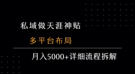 私域做天涯神贴 多平台布局 月入5k+详细流程拆解-KAI的视界