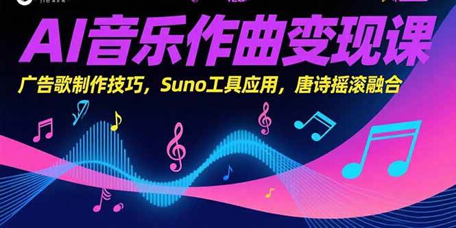 （15370期）AI音乐作曲变现课，广告歌制作技巧，Suno工具应用，唐诗摇滚融合-KAI的视界