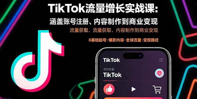 （15791期）TikTok流量增长实战课：涵盖账号注册、流量获取、内容制作到商业变现-KAI的视界