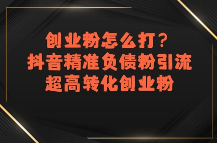创业粉怎么打？抖音精准负债粉引流，超高转化创业粉-KAI的视界
