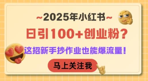 2025年小红书日引100+创业粉？这招新手抄作业也能爆流量！-KAI的视界