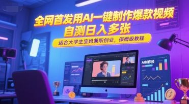 全网首发用AI一键制作爆款视频，自测日入多张，适合大学生宝妈兼职创业，保姆级教程-KAI的视界