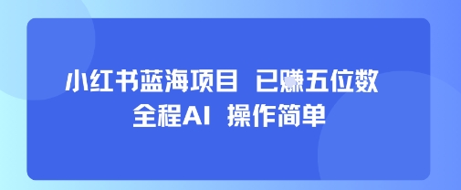 小红书蓝海项目，全程AI，操作简单，已挣五位数-KAI的视界