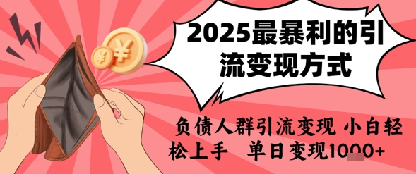 2025年最暴利的引流变现方式，负债人群引流变现，小白轻松上手，日入1k-KAI的视界