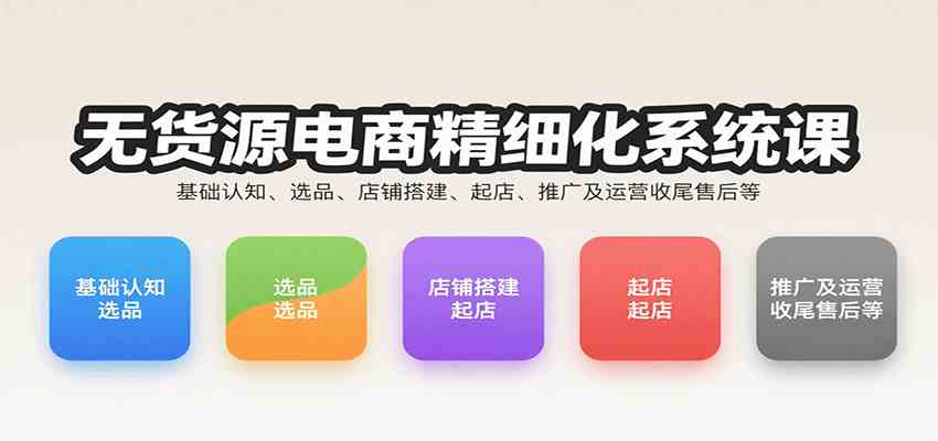 无货源电商精细化系统课：基础认知、选品、店铺搭建、起店、推广及运营收尾售后等-KAI的视界