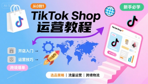 TikTok Shop从0到1运营教程，TikTok跨境电商新手必学课程-KAI的视界