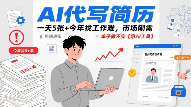 AI代写简历，一天5张+今年找工作难，市场刚需，单子做不完【附AI工具】-KAI的视界