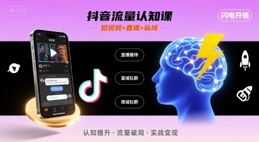 抖音流量认知课，短视频+直播+私域，认知提升，闪电开悟-KAI的视界