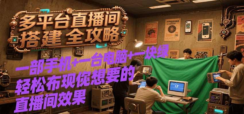 多平台直播间搭建全攻略，一部手机+一台电脑+一块绿布轻松实现你想要的直播间效果-KAI的视界