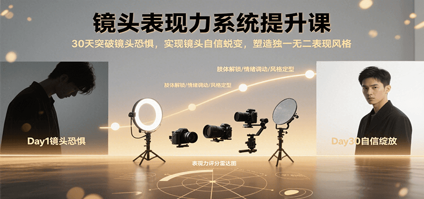 镜头表现力系统提升课，30天突破镜头恐惧实现自信蜕变，塑造独一无二表现风格-KAI的视界