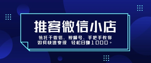推客微信小店依托于微信、视频号，手把手教你如何快速变现 轻松日入1k+【揭秘】-KAI的视界