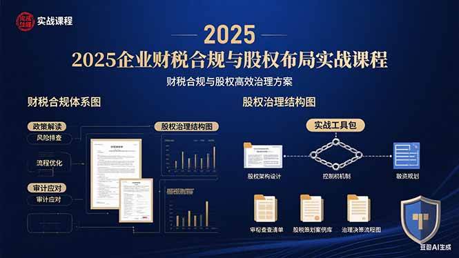 （15802期）2025企业财税合规与股权布局的实战课程：财税合规与股权高效治理方案-KAI的视界