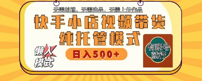 快手小店托管代运营，无需剪辑，无需选品，无需上传作品，全程无需操作，轻松月入5k+【揭秘】-KAI的视界