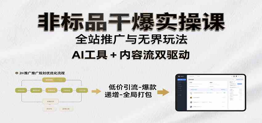 非标品干爆实操课：含多案例及操盘方法，从选品到推广、成交，助力打造爆款实现盈利-KAI的视界