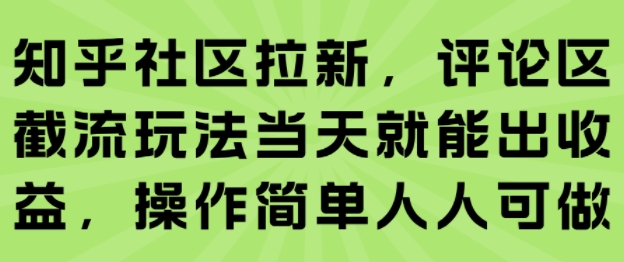 知乎社区拉新，评论区截流玩法当天就能出收益，操作简单人人可做-KAI的视界